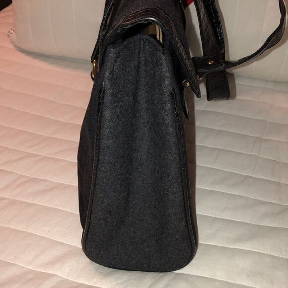 Elizabeth Arden Large Pebbled Faux Leather Suede Felt Laptop Bag Tote - Picture 3 of 13